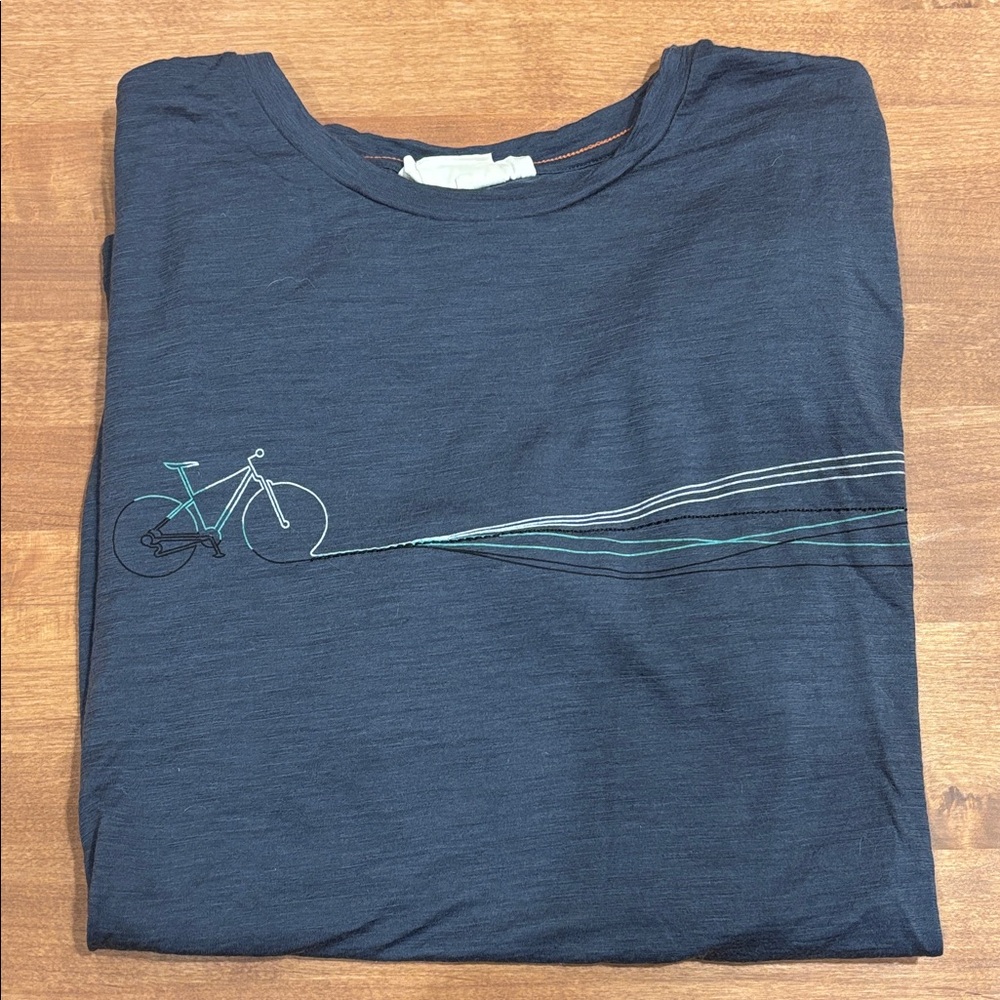 Icebreaker Dark Blue Tee with Bicycle Design